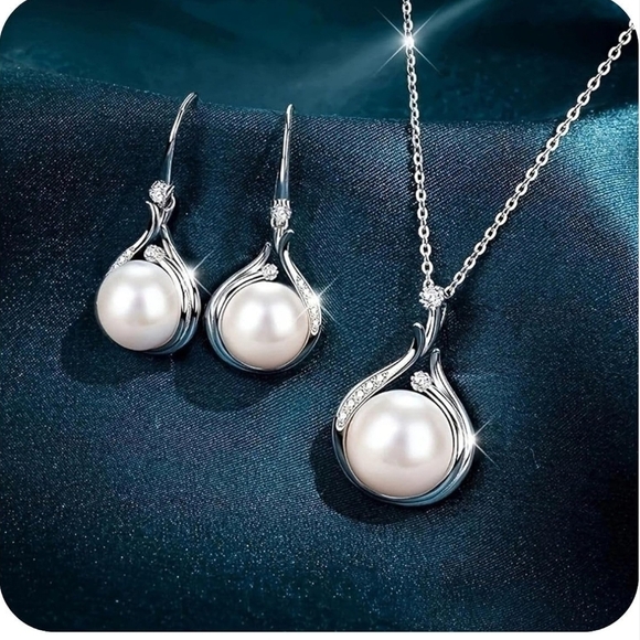 Pearl Jewelry Set for Women Adjustable Dainty Pearl Pendant - Picture 1 of 5